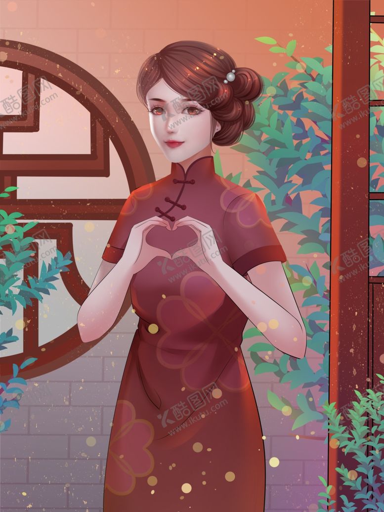 编号：56046404240801416947【酷图网】源文件下载-旗袍美女
