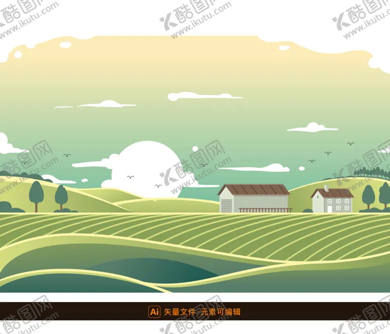 编号：46307209202359410192【酷图网】源文件下载-茶园农场矢量插画