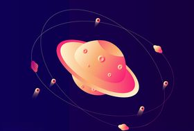 手绘卡通宇宙星球