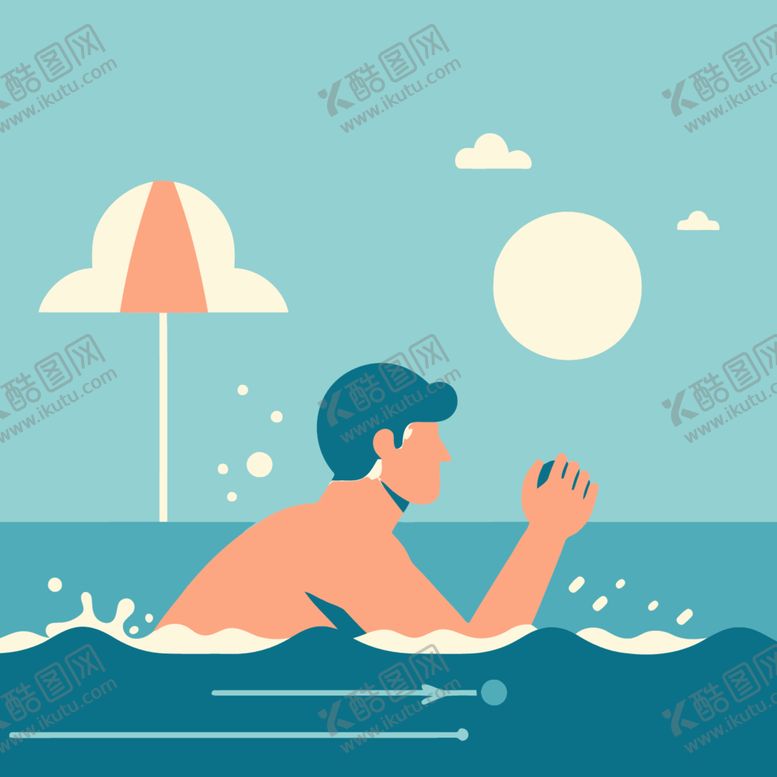 编号：35682212100335402009【酷图网】源文件下载-创意游泳扁平插画