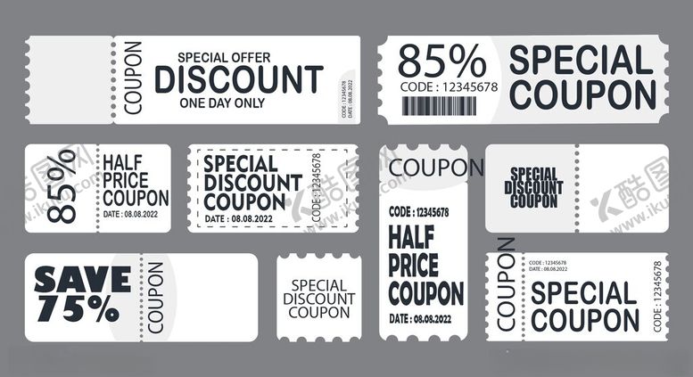 编号：32908309210723561206【酷图网】源文件下载-多样折扣优惠券展示