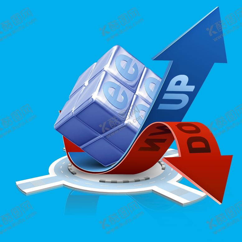 编号：79022010102059473461【酷图网】源文件下载-蓝色魔方箭头免抠素材