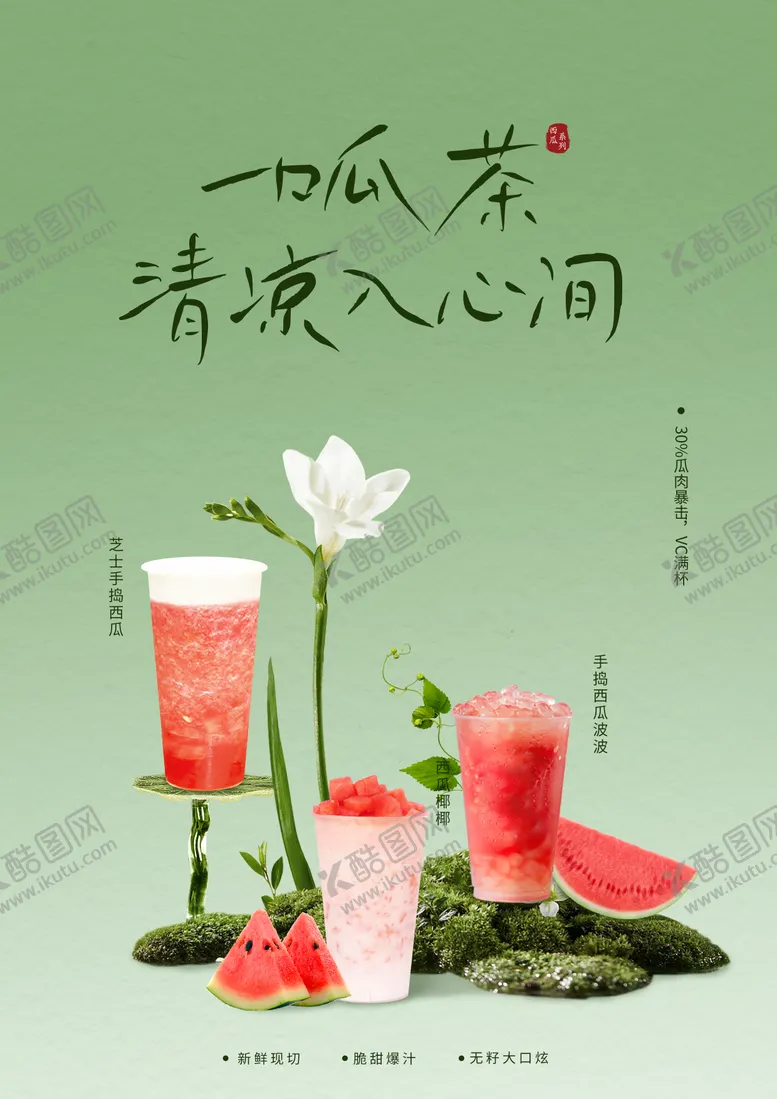 编号：52033608011139406342【酷图网】源文件下载-西瓜奶茶上新海报