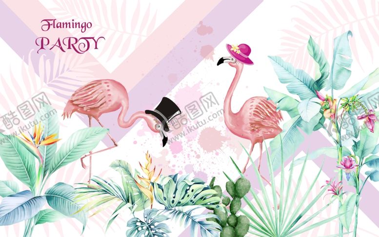 编号：30967509280631466410【酷图网】源文件下载-北欧热带植物背景墙