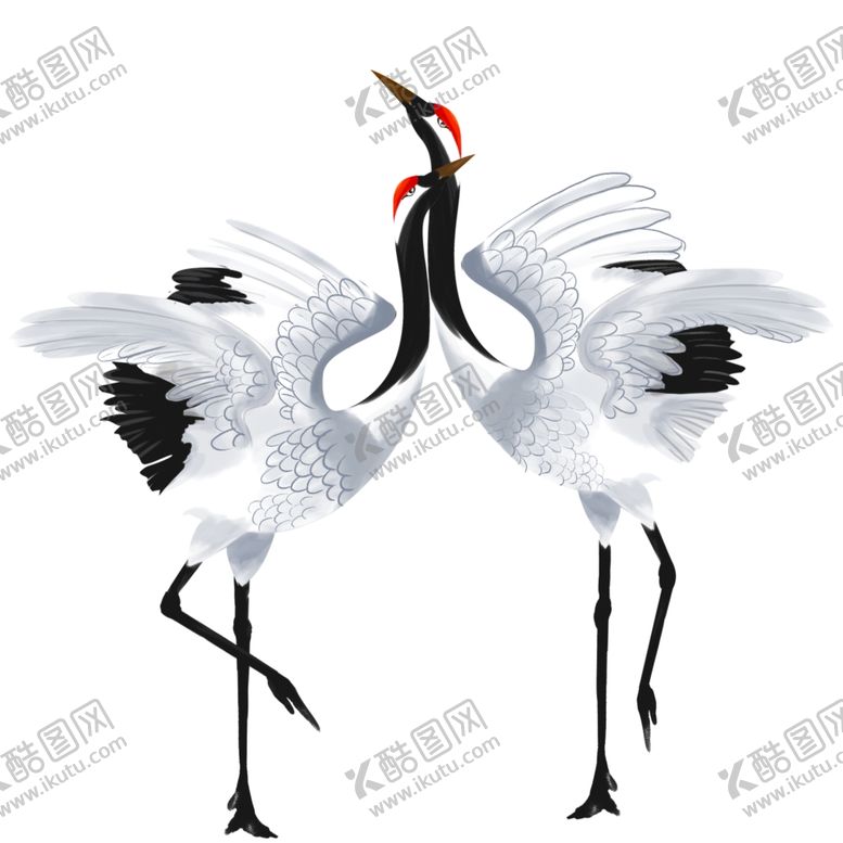 编号：51071607022317525549【酷图网】源文件下载-手绘卡通中国风丹顶鹤免抠元素