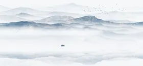 水墨山水画抽象大理石背景墙工笔