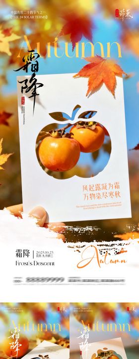 地产霜降节气摄影系列海报