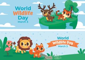 世界动物日可爱动物插画