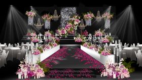 韩式水晶玫红色舞台效果图