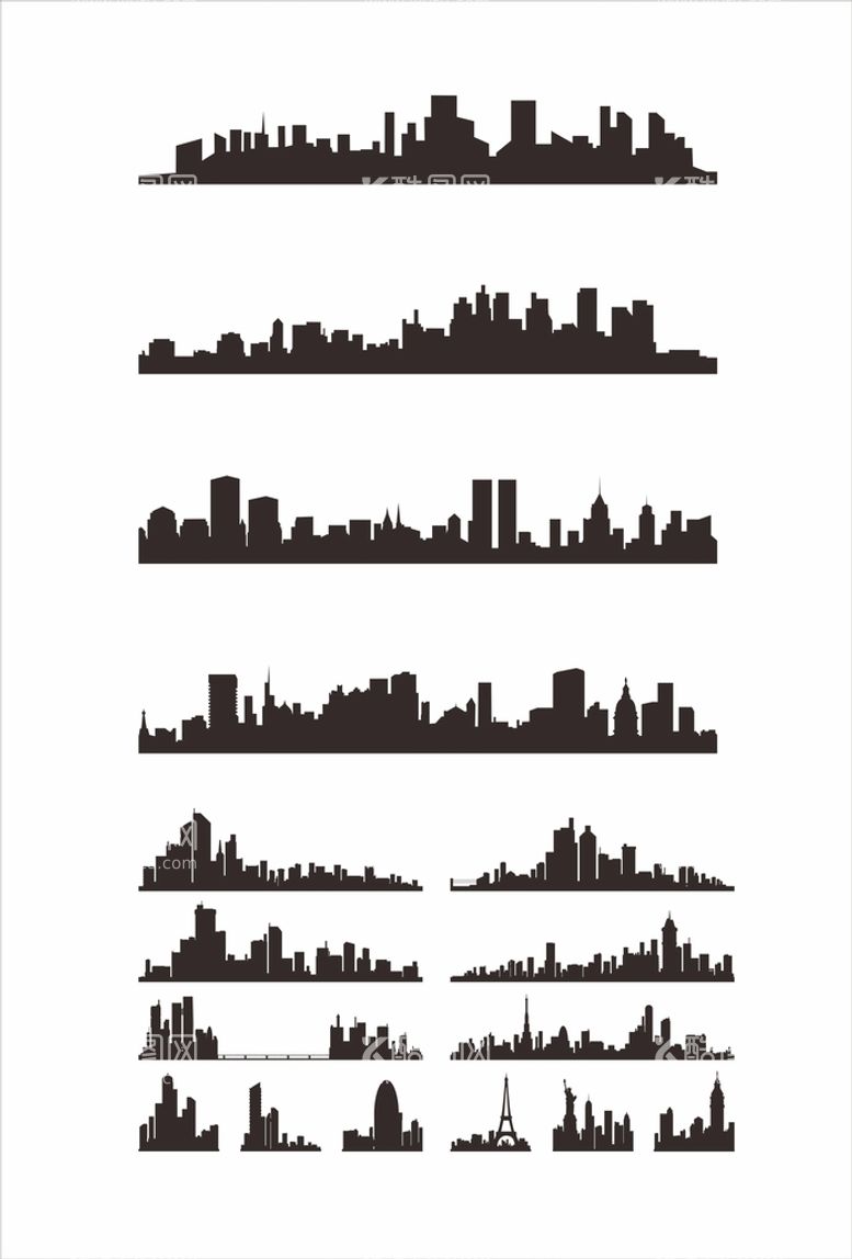 编号：25001911081703007776【酷图网】源文件下载-城市矢量剪影