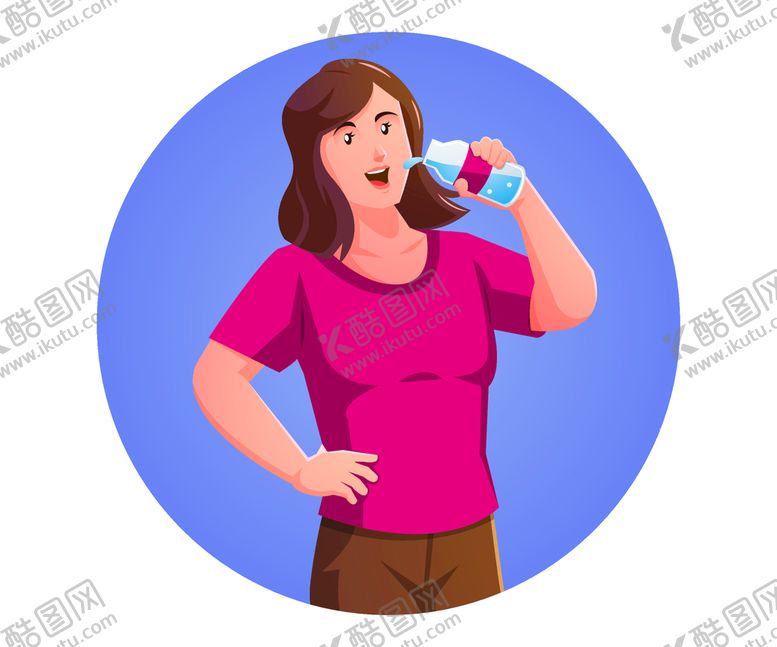 编号：24651709141658014735【酷图网】源文件下载-卡通喝水暑假美女