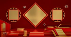 双十二红色c4d海报背景素材