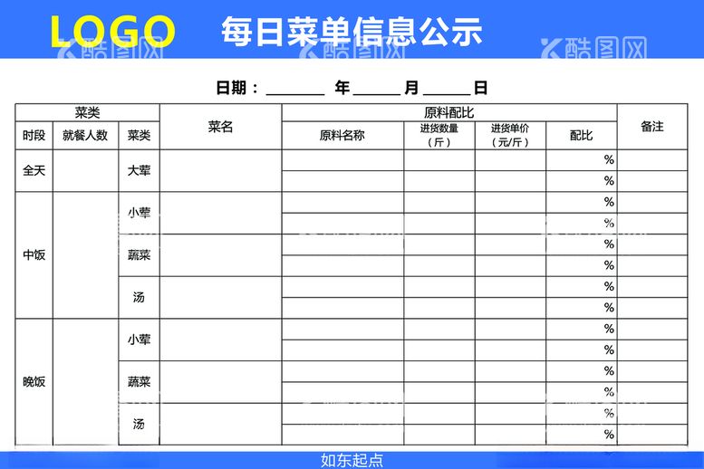 编号：87884312121551027838【酷图网】源文件下载-每日菜单信息公示