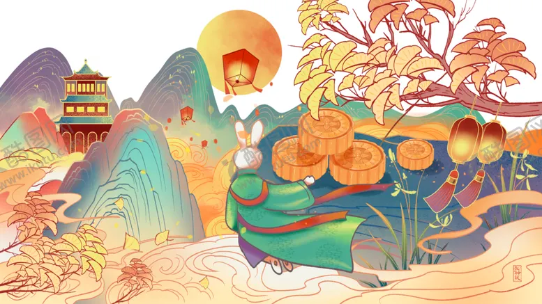 编号：38130802021432554157【酷图网】源文件下载-中秋节     月饼插画   
