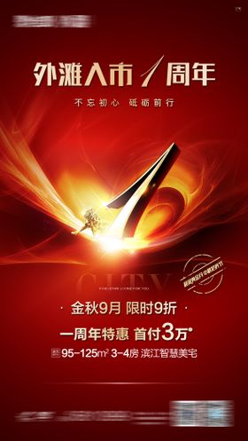 1周年活动红金海报