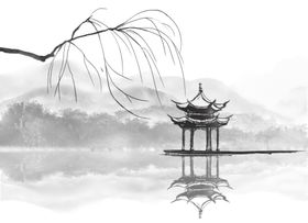 中国风新中式山水画墨写意墨横幅