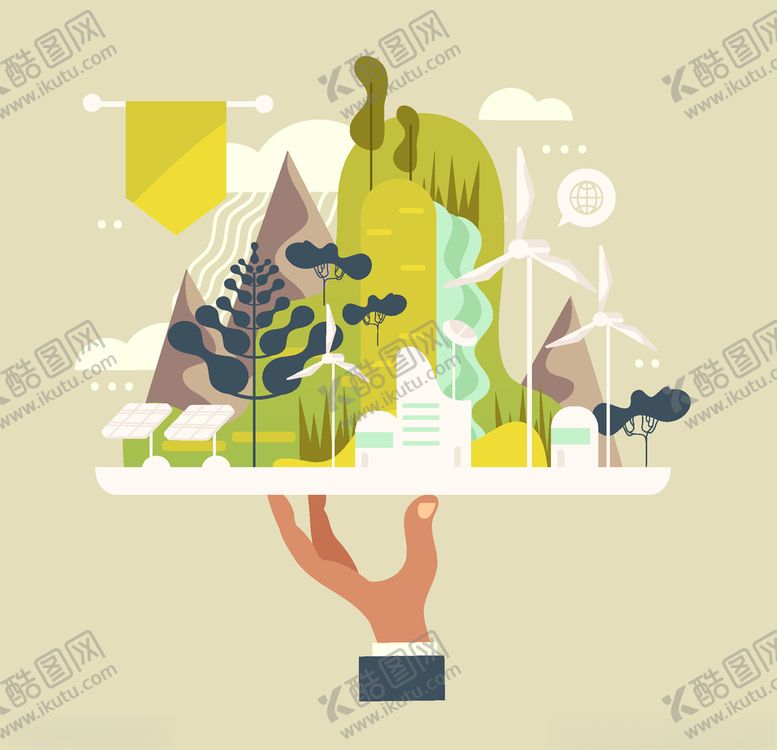 编号：21268210200714384766【酷图网】源文件下载-山水插画矢量