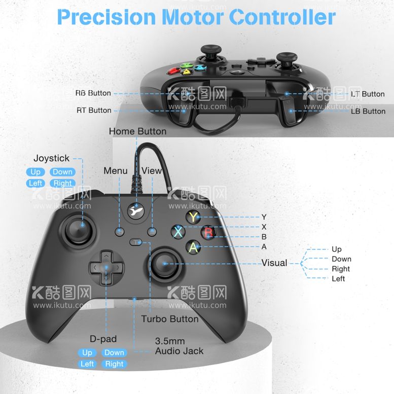 编号：67832411281539128177【酷图网】源文件下载-XBOX 有线手柄 各个部件图