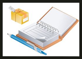 手绘办公用品卡通素材插画