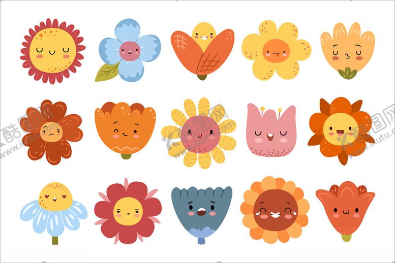 编号：66601304050132549634【酷图网】源文件下载-卡通表情花朵
