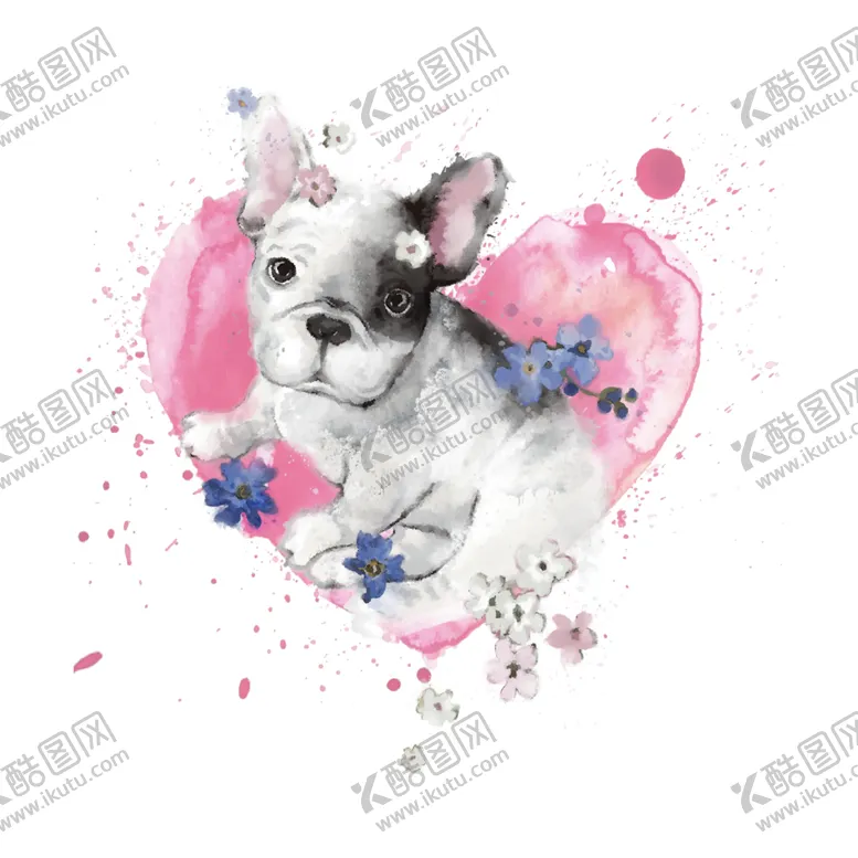 编号：66302809280356268541【酷图网】源文件下载-法斗动物T恤印花图案