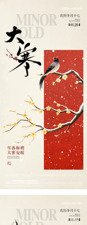 地产大寒小寒插画海报