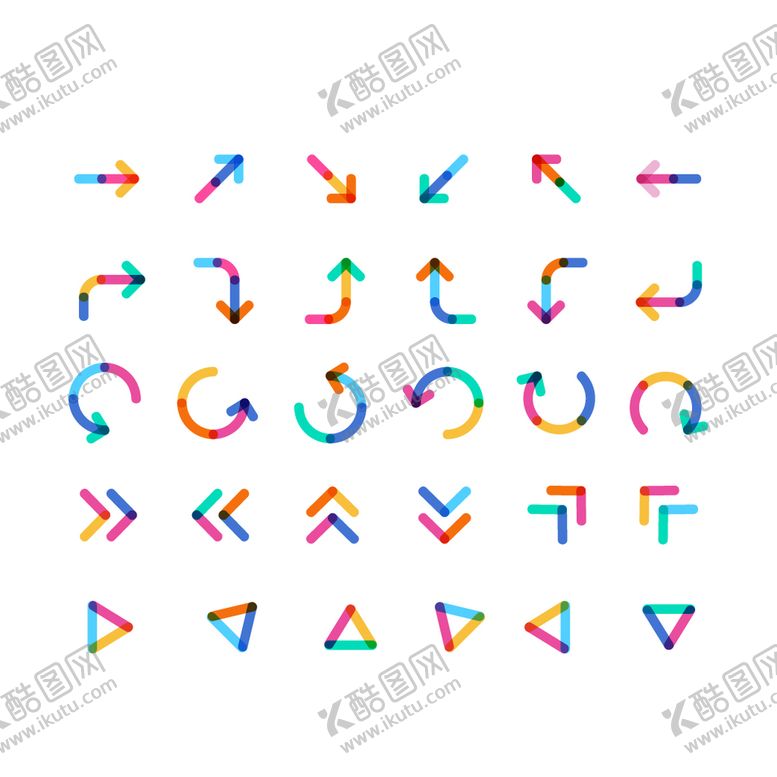编号：97123311051112076191【酷图网】源文件下载-多彩箭头矢量元素