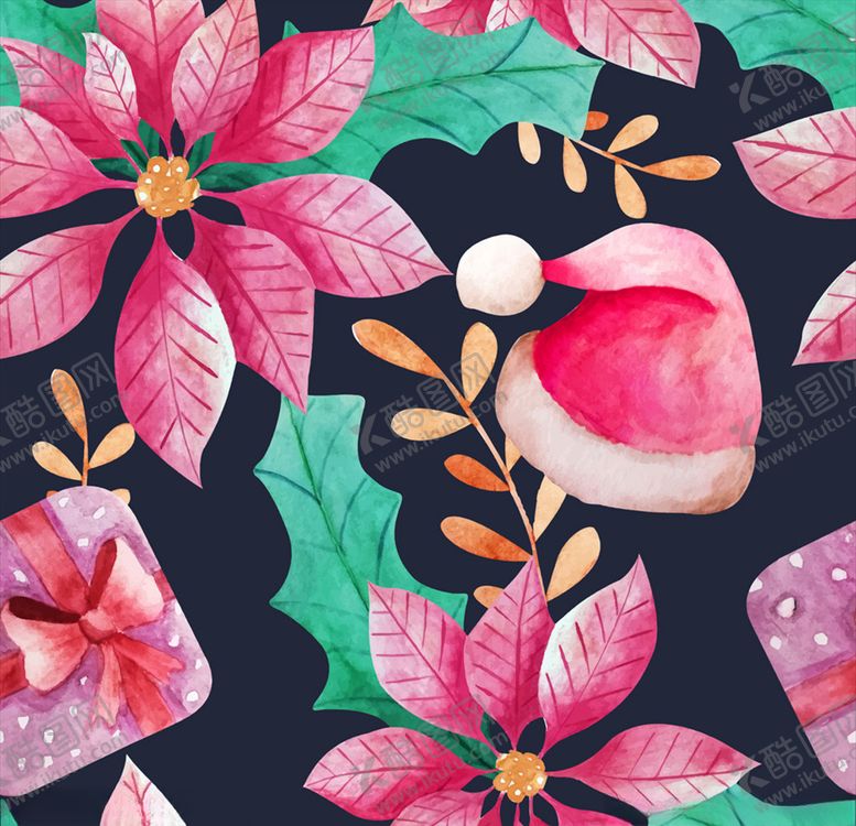 编号：19597709211417046606【酷图网】源文件下载-圣诞帽无缝背景