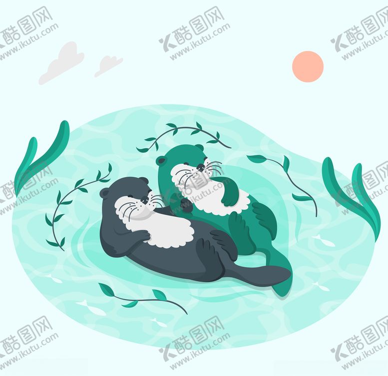 编号：78594303152237091462【酷图网】源文件下载-AI矢量卡通可爱水獭插画
