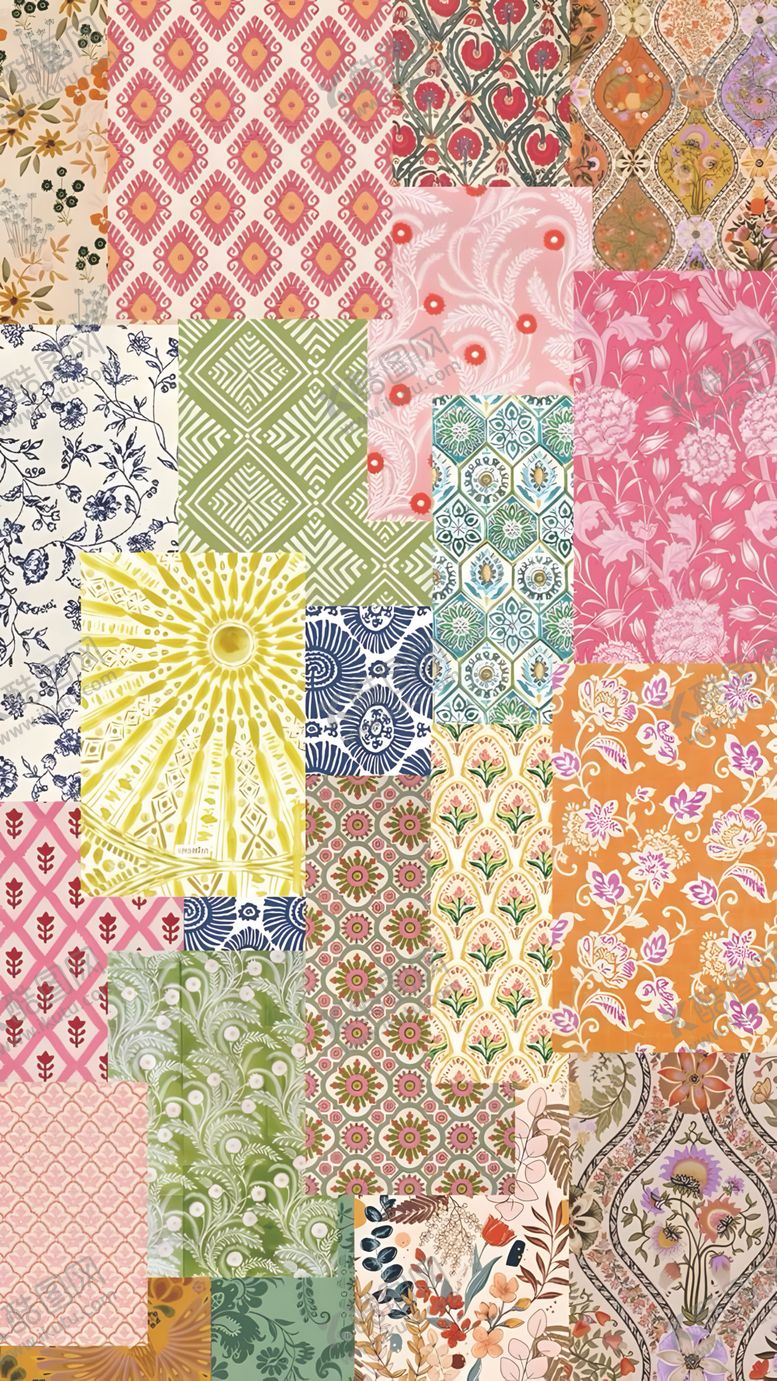 编号：16946904030937476818【酷图网】源文件下载-多彩几何图案拼接素材