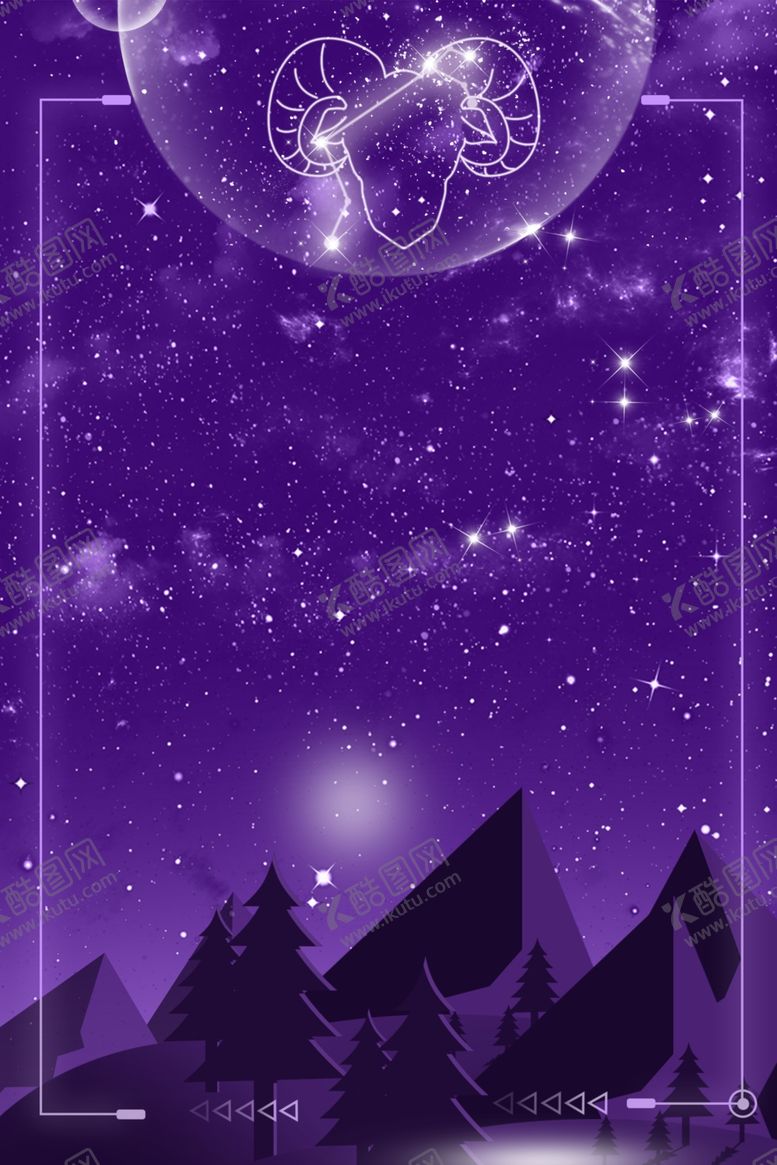 编号：78015606160446137633【酷图网】源文件下载-星空十二星座白羊座背景
