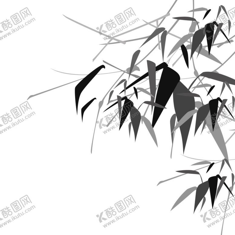 编号：43150909190250036135【酷图网】源文件下载-水墨竹叶装饰元素