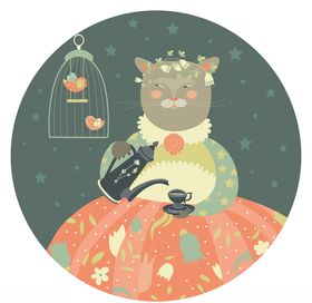 猫夫人北欧森系动物插画