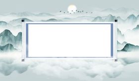 新中式抽象复古中式建筑壁画背景