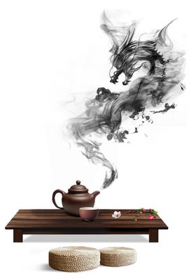 桌子古风桌子龙水墨龙