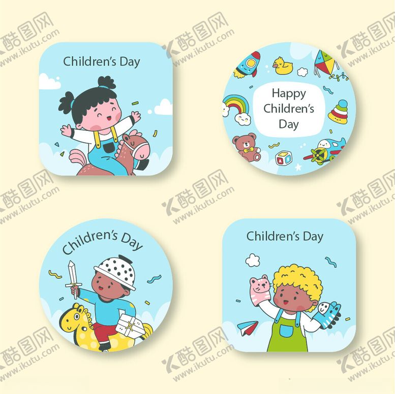 编号：56487211151922218911【酷图网】源文件下载-儿童玩具主题卡通圆形贴纸