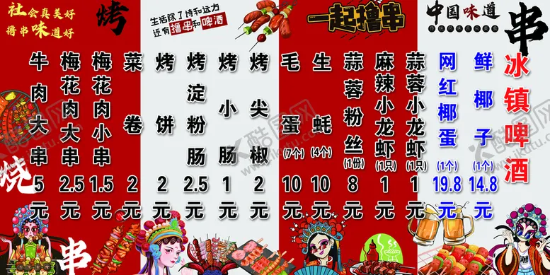 编号：18397209140831305297【酷图网】源文件下载-烧烤菜单灯箱布烤串