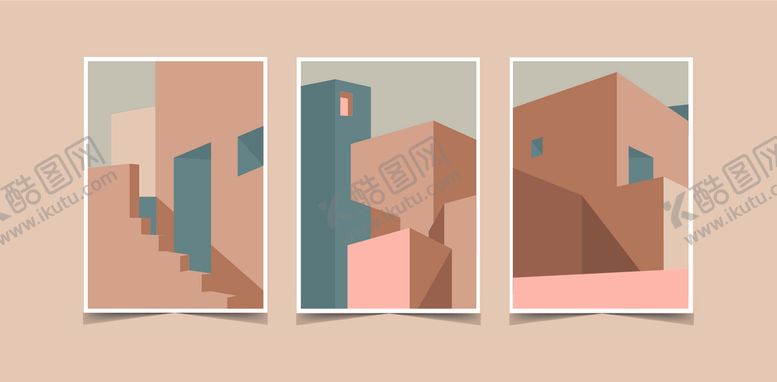 编号：18241410030114404978【酷图网】源文件下载-几何风格抽象建筑插画