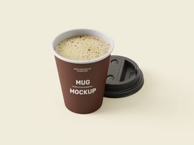 棕色纸杯咖啡杯设计样机展示