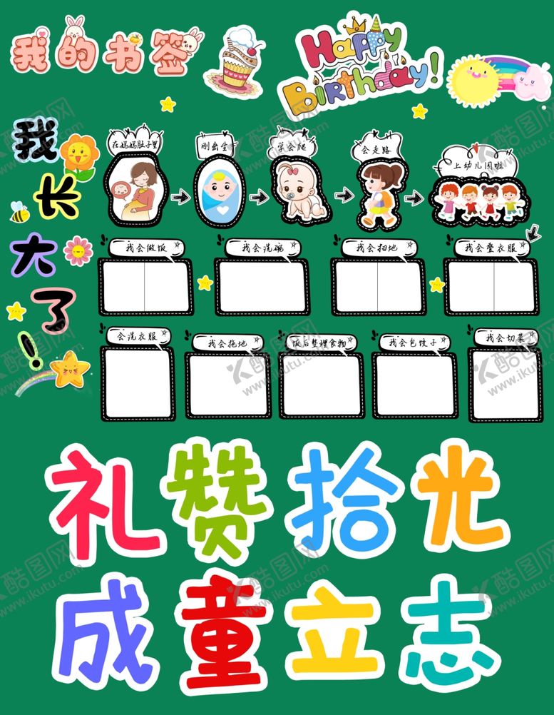 编号：66861810250249514342【酷图网】源文件下载-10岁儿童成长礼展示墙黑板报