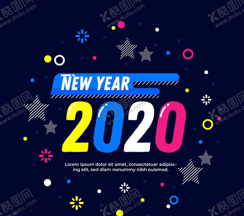 编号：98548810231200426878【酷图网】源文件下载-彩色2020新年艺术字