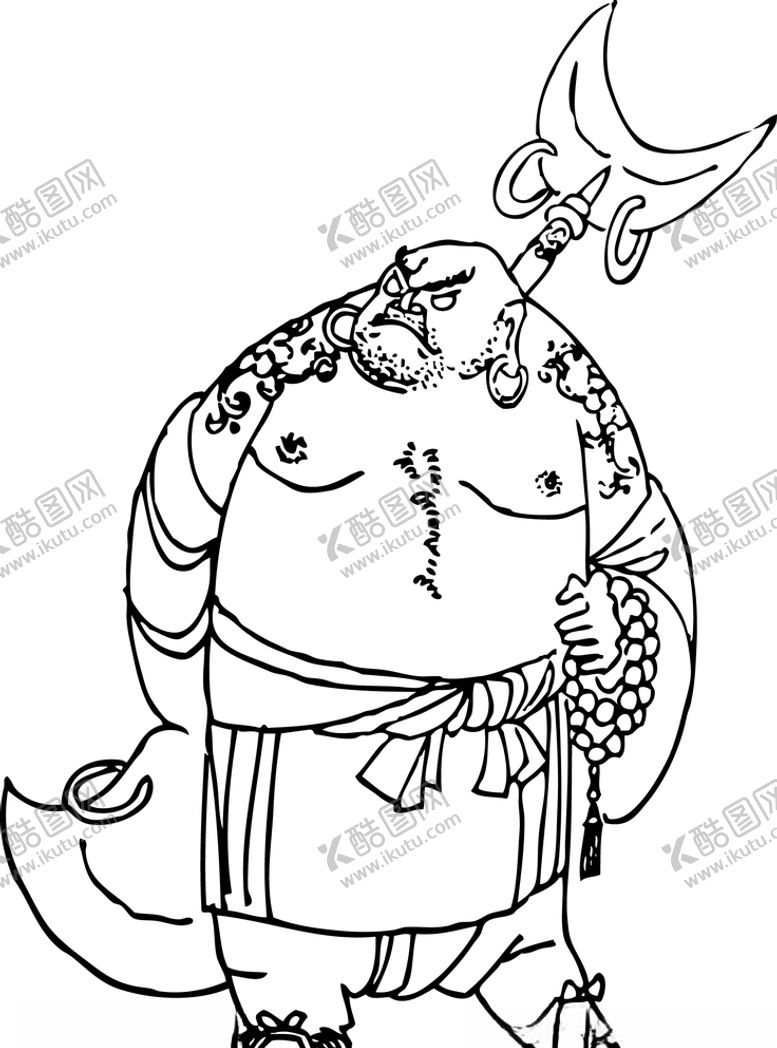 编号：30620605061929286698【酷图网】源文件下载-花和尚鲁智深水浒人物矢量插画