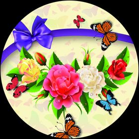 现代立体花卉盘子花纹素材