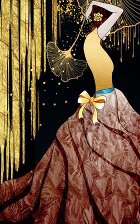轻奢珐琅鎏金美女装饰画