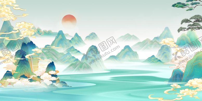 编号：28420304170116115538【酷图网】源文件下载-水墨山水间的诗意风景