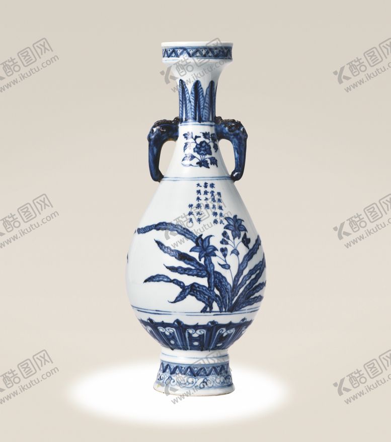 编号：47496305150940348705【酷图网】源文件下载-青花象耳瓶