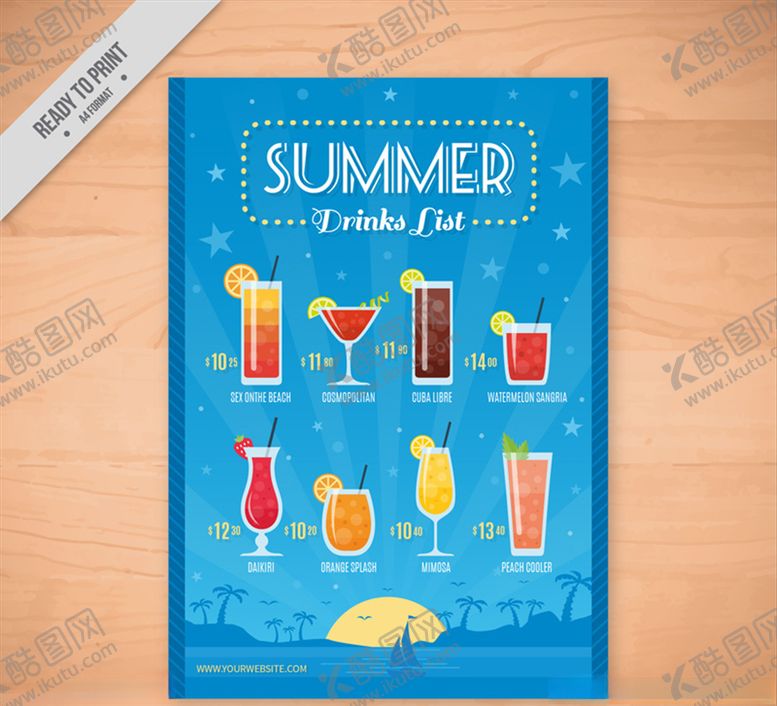 编号：92869410100331347089【酷图网】源文件下载-彩色夏日饮料单矢量素材