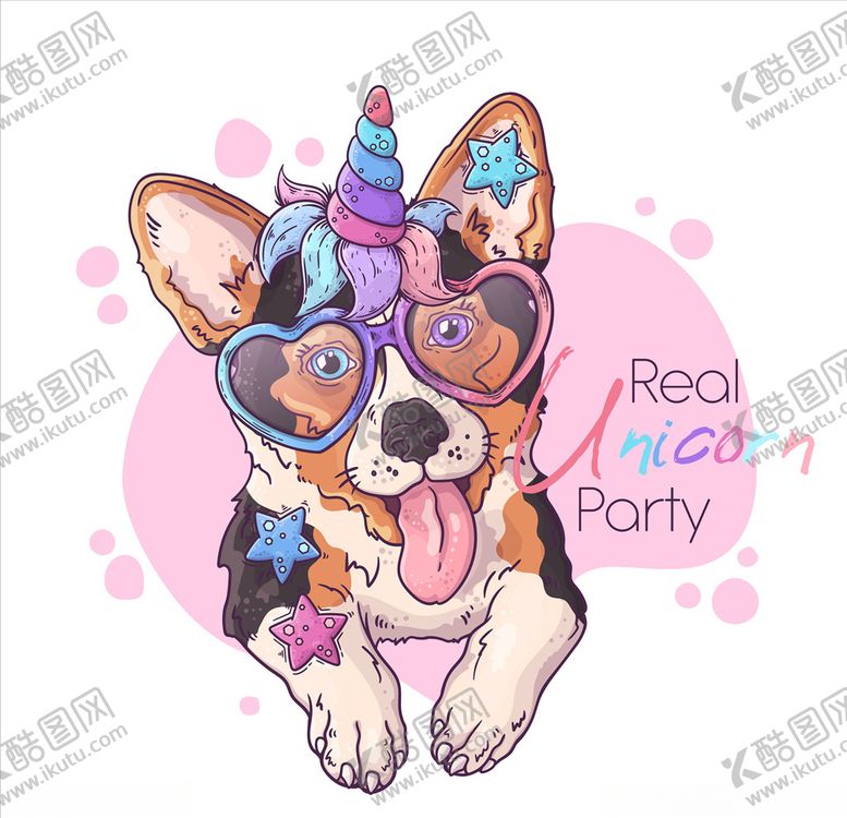 编号：93919207140226085746【酷图网】源文件下载-粉色狗狗插画