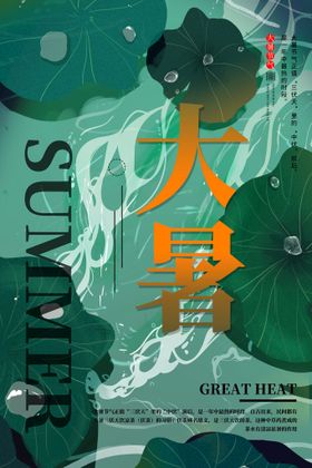 二十四节气大暑海报插画