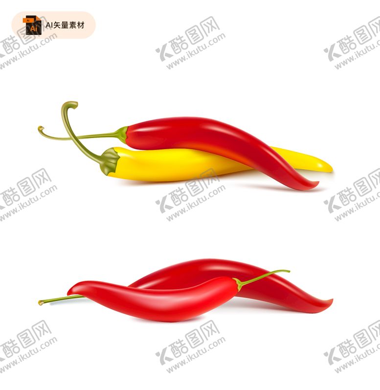 编号：75134609162103073910【酷图网】源文件下载-逼真红黄尖椒插画